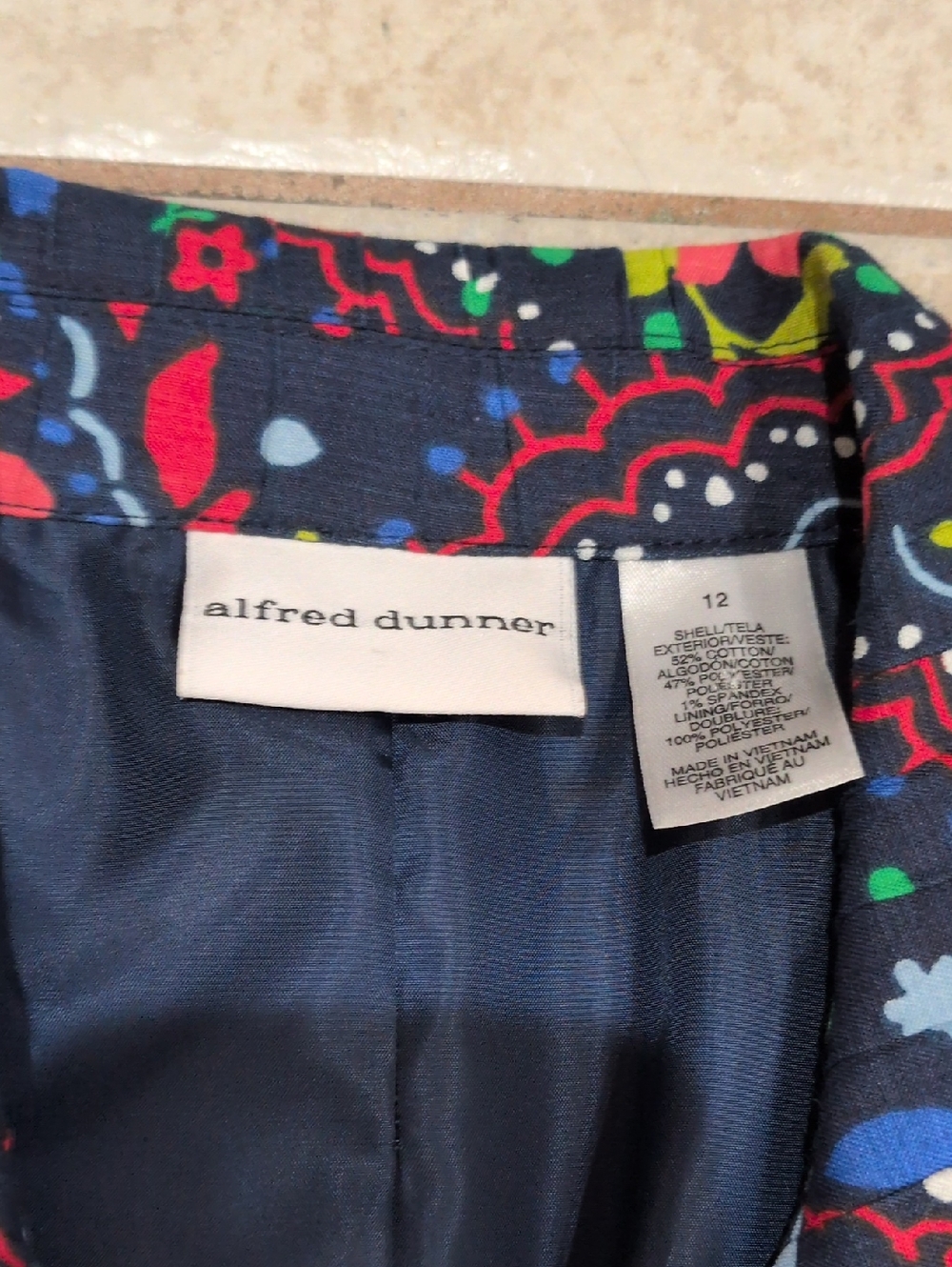 Alfred Dunner Cottagecore Navy Blue Blazer Size 12 - Picture 2 of 4